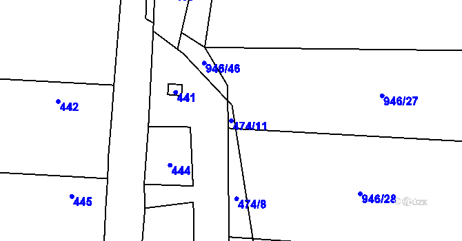 Parcela st. 474/11 v KÚ Ostrá, Katastrální mapa