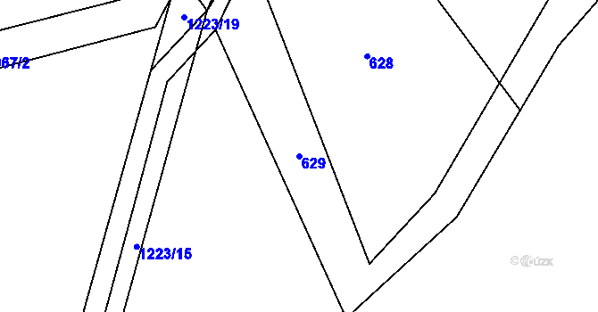 Parcela st. 629 v KÚ Ostrá, Katastrální mapa