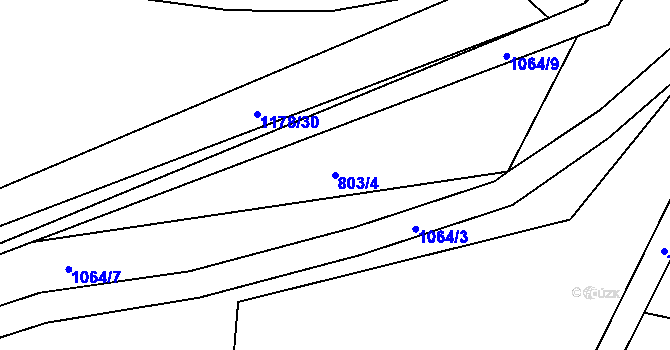 Parcela st. 803/4 v KÚ Ostrá, Katastrální mapa