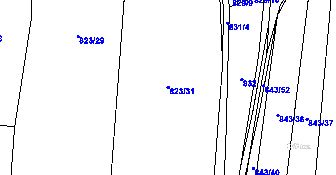 Parcela st. 823/31 v KÚ Ostrá, Katastrální mapa