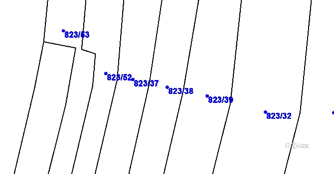 Parcela st. 823/38 v KÚ Ostrá, Katastrální mapa