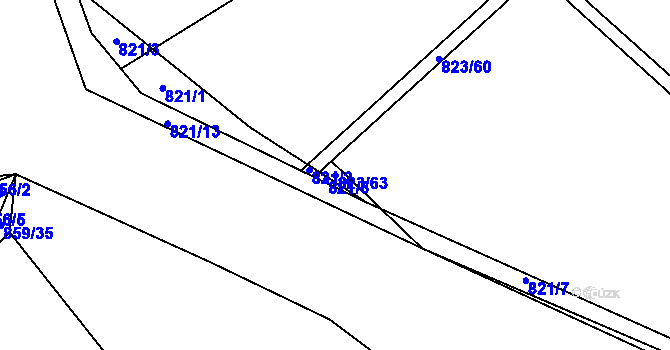 Parcela st. 823/63 v KÚ Ostrá, Katastrální mapa