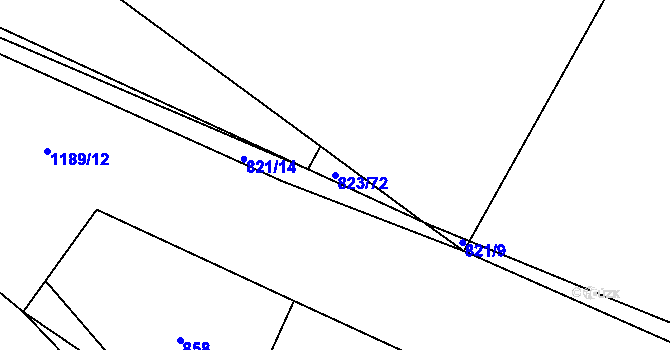 Parcela st. 823/72 v KÚ Ostrá, Katastrální mapa