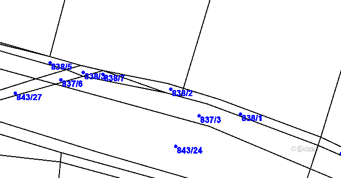 Parcela st. 838/2 v KÚ Ostrá, Katastrální mapa