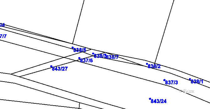 Parcela st. 838/7 v KÚ Ostrá, Katastrální mapa