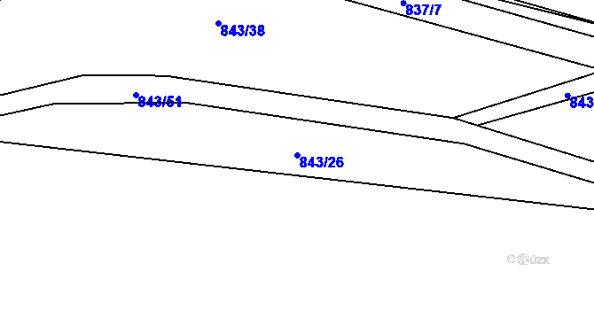 Parcela st. 843/26 v KÚ Ostrá, Katastrální mapa