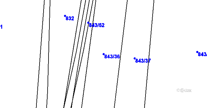 Parcela st. 843/36 v KÚ Ostrá, Katastrální mapa