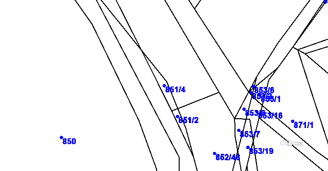 Parcela st. 851/4 v KÚ Ostrá, Katastrální mapa