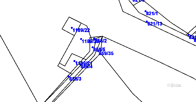 Parcela st. 859/35 v KÚ Ostrá, Katastrální mapa