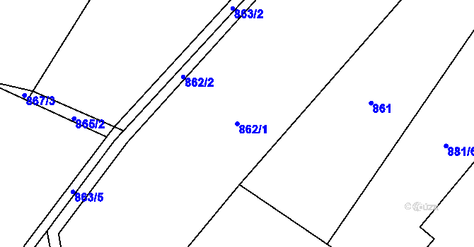 Parcela st. 862/1 v KÚ Ostrá, Katastrální mapa