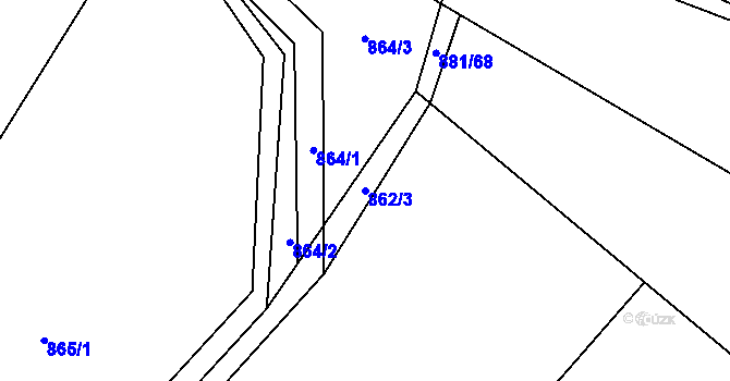 Parcela st. 862/3 v KÚ Ostrá, Katastrální mapa