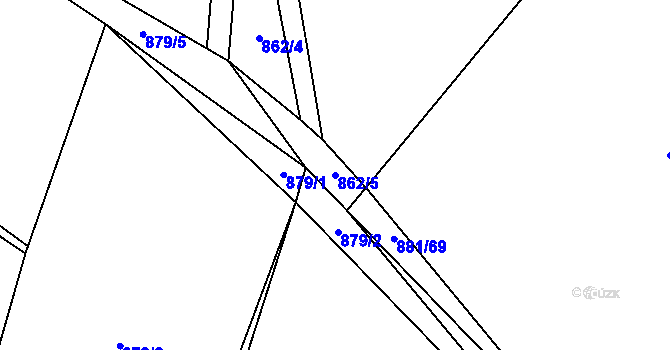 Parcela st. 862/5 v KÚ Ostrá, Katastrální mapa