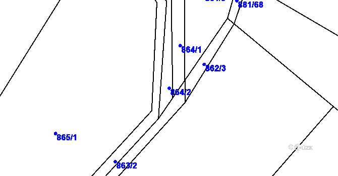 Parcela st. 864/2 v KÚ Ostrá, Katastrální mapa