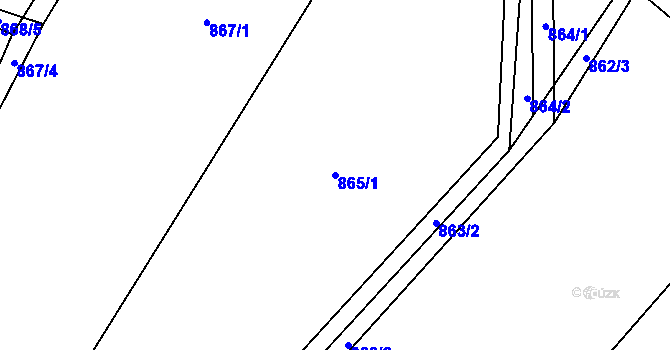 Parcela st. 865/1 v KÚ Ostrá, Katastrální mapa