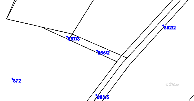 Parcela st. 865/2 v KÚ Ostrá, Katastrální mapa