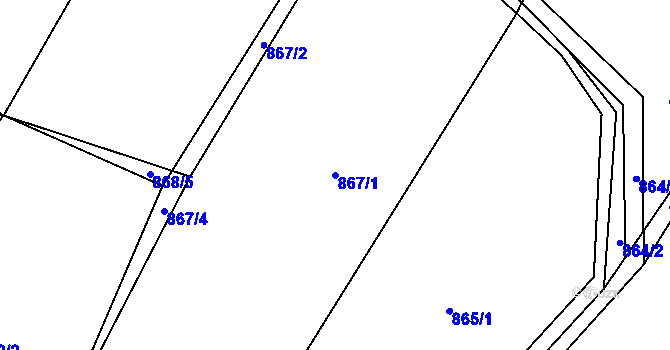 Parcela st. 867/1 v KÚ Ostrá, Katastrální mapa