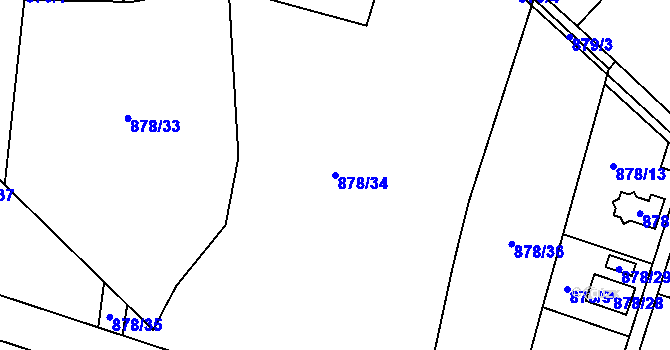 Parcela st. 878/34 v KÚ Ostrá, Katastrální mapa