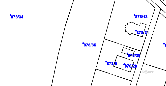 Parcela st. 878/36 v KÚ Ostrá, Katastrální mapa