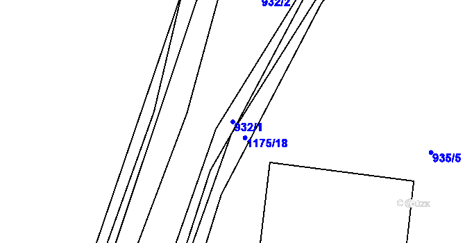 Parcela st. 932/1 v KÚ Ostrá, Katastrální mapa