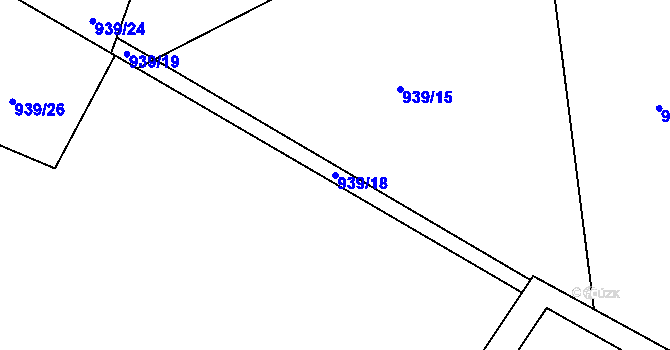 Parcela st. 939/18 v KÚ Ostrá, Katastrální mapa