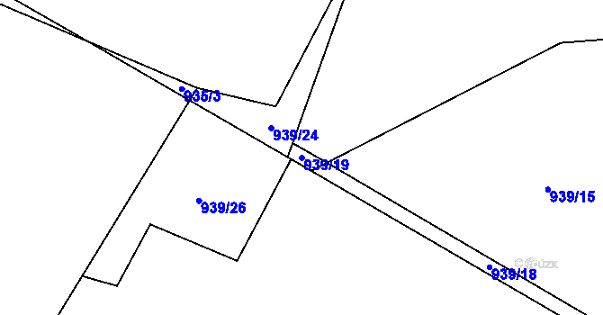 Parcela st. 939/19 v KÚ Ostrá, Katastrální mapa