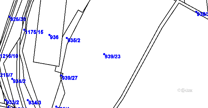 Parcela st. 939/23 v KÚ Ostrá, Katastrální mapa