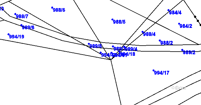 Parcela st. 994/40 v KÚ Ostrá, Katastrální mapa