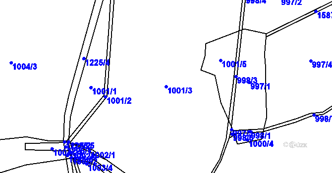 Parcela st. 1001/3 v KÚ Ostrá, Katastrální mapa