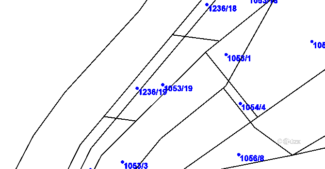 Parcela st. 1053/19 v KÚ Ostrá, Katastrální mapa