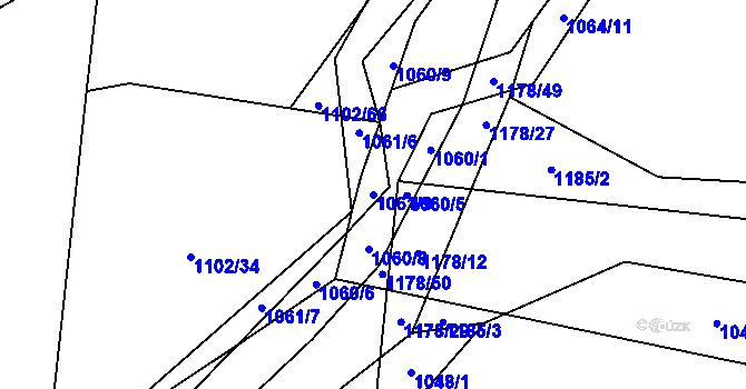 Parcela st. 1061/9 v KÚ Ostrá, Katastrální mapa