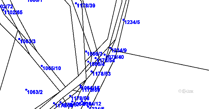 Parcela st. 1070/40 v KÚ Ostrá, Katastrální mapa