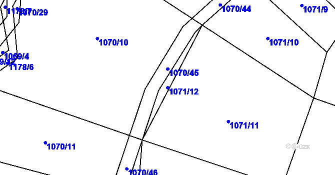 Parcela st. 1071/12 v KÚ Ostrá, Katastrální mapa