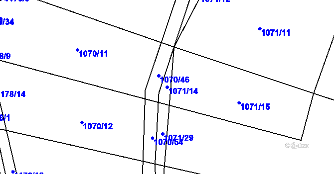 Parcela st. 1071/14 v KÚ Ostrá, Katastrální mapa