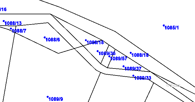 Parcela st. 1089/36 v KÚ Ostrá, Katastrální mapa