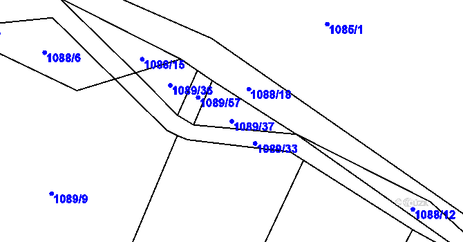 Parcela st. 1089/37 v KÚ Ostrá, Katastrální mapa