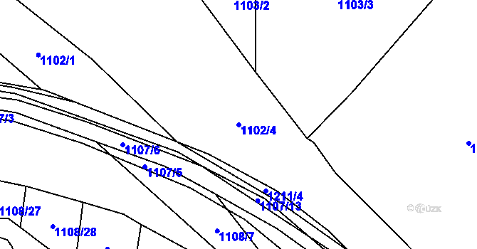 Parcela st. 1102/4 v KÚ Ostrá, Katastrální mapa