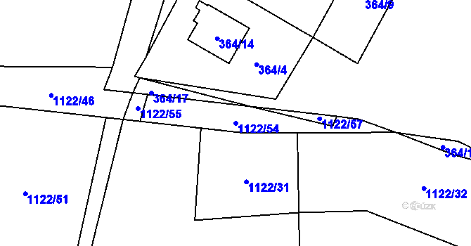 Parcela st. 1122/54 v KÚ Ostrá, Katastrální mapa