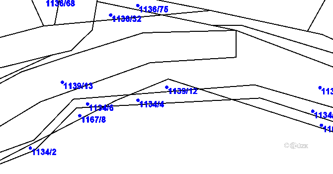 Parcela st. 1139/12 v KÚ Ostrá, Katastrální mapa