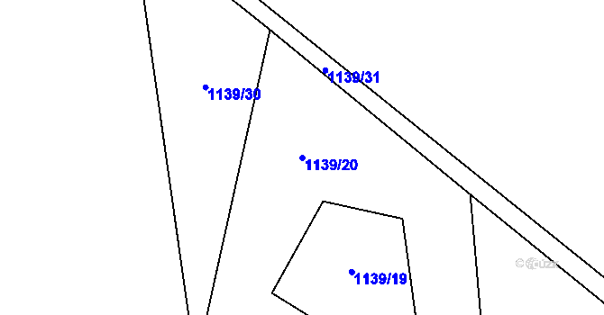 Parcela st. 1139/20 v KÚ Ostrá, Katastrální mapa