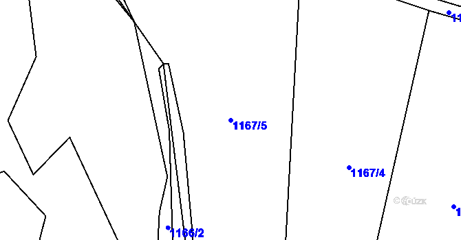 Parcela st. 1167/5 v KÚ Ostrá, Katastrální mapa