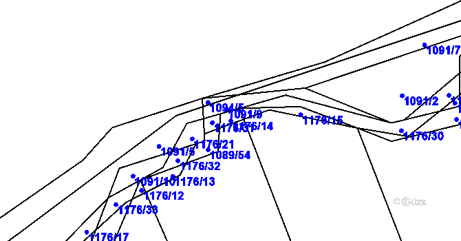 Parcela st. 1176/14 v KÚ Ostrá, Katastrální mapa
