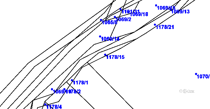 Parcela st. 1178/15 v KÚ Ostrá, Katastrální mapa