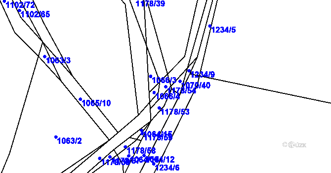 Parcela st. 1178/54 v KÚ Ostrá, Katastrální mapa