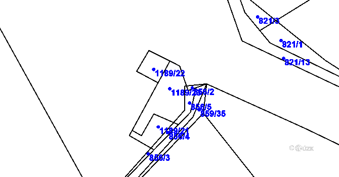 Parcela st. 1189/23 v KÚ Ostrá, Katastrální mapa