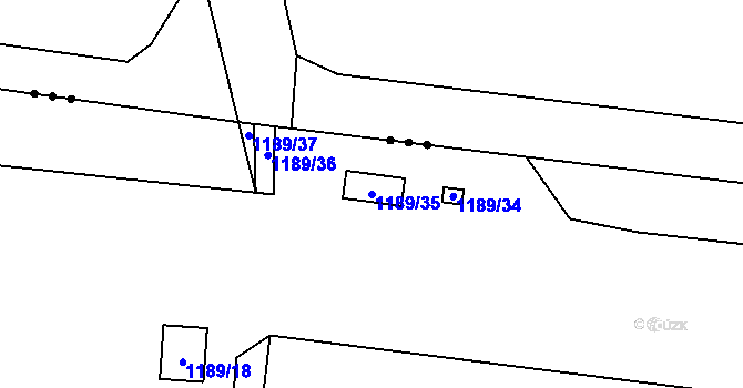 Parcela st. 1189/35 v KÚ Ostrá, Katastrální mapa