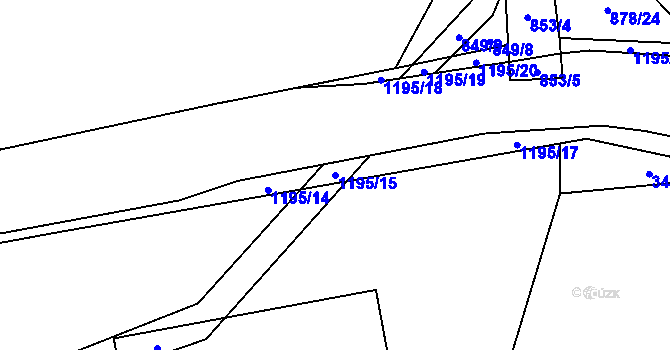 Parcela st. 1195/15 v KÚ Ostrá, Katastrální mapa