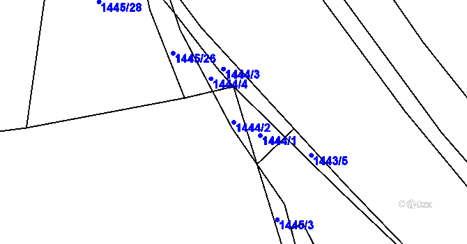 Parcela st. 1444/2 v KÚ Ostrá, Katastrální mapa
