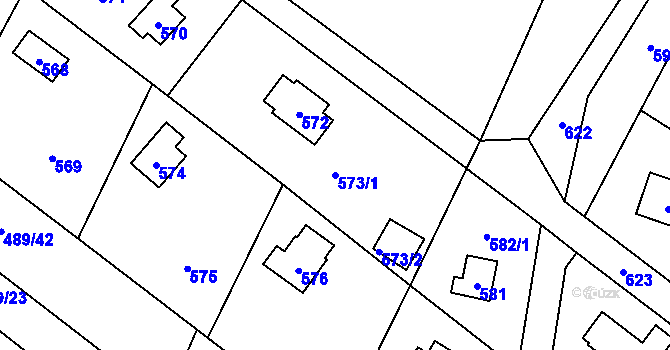 Parcela st. 573/1 v KÚ Ostrá, Katastrální mapa
