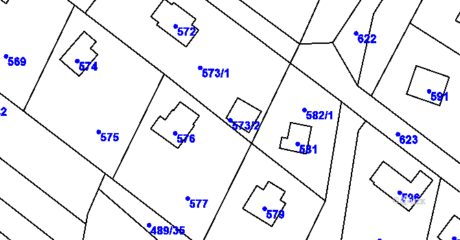 Parcela st. 573/2 v KÚ Ostrá, Katastrální mapa