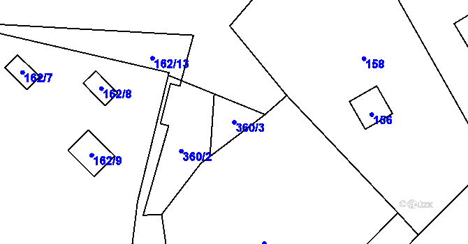 Parcela st. 360/3 v KÚ Ostrá, Katastrální mapa